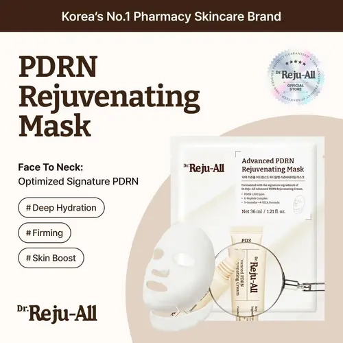 [Official] Dr.Reju-All Advanced PDRN Rejuvenating Face & Neck Korean Sheet Mask - 1200 ppm PDRN, Collagen, Copper Peptides, Moisture, Soft Breathable Sheet, Jelly Texture, Firming & Lifting, Redness Relief, Gentle for Sensitive Skin (1.2 Fl Oz x 4EA)