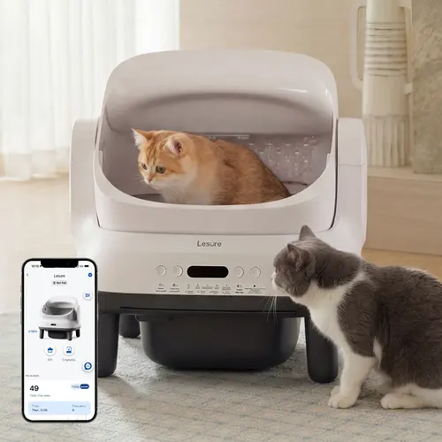【Up to 12 Days Scoop-Free】LESURE Open-Top Automatic Self-Cleaning Litter Box for Multi-Cat Households, Smart APP Control & Safety Sensors, Odor-Free Pull-&-Wrap Sealed Drawer, All-litter Compatible, 8.9L Sealed Waste Bin, SohoChic,LitterNova
