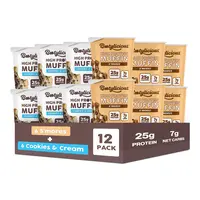 Limited Edition: Sun’s Out, Buns Out Variety Pack, 6 Cookies & Cream + 6 S’mores - Bootylicious High Protein Bake Muffins, 12-Pack | 25g Protein, High Fiber, 7g Net Carbs*, 200 Calories or Less | Baking Snack