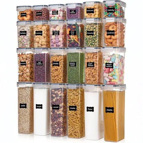 24PCS Airtight Food Storage Container Set, Fresh-Keeping Boxes, Easy-to-Secure Lids, Suitable For Pantry, Travel, Outdoor Picnics, Kitchen Organization, Comes With Labels And Marker#DealsForYouDays
