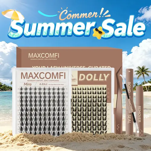 MaxComfi DOLLY & Mira Eyelash Clusters Kit, Bunny Style Comic Manga Lashes, Waterproof & Long-Lasting with Super Soft Thin Band, Beginner-Friendly DIY Lashes, Lash Clusters