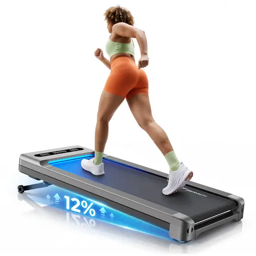 MERACH UltraWalk W60 Under Desk Compact Treadmill, 3.5HP Strong Walking Pad with 12% Incline, 400LBS Capacity, Bluetooth Speaker & Remote Control for Home Fitness Use BackToSchool