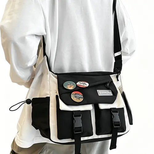 Unisex Nylon Adjustable Shoulder Strap Commuter Casual Crossbody Bags, Large Capacity Casual Colorblock Design, Ideal for Travel, Daily Use and Commuting
