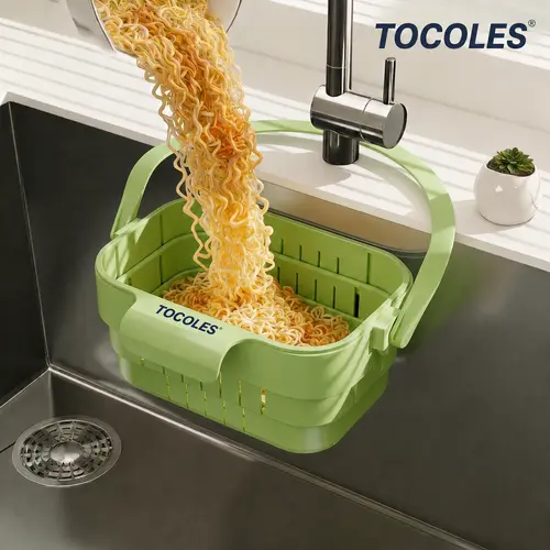 AA Foldable Hanging Kitchen Sink Drain Basket, Stainless Steel Kitchen Accessories - Hands-Free Hygienic Design, High-Efficiency Anti-Clog System, Tool-Free Installation, Slim Space-Saving, Easy-Clean, Low-Maintenance Strainer Kitchenware