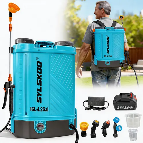 12V Cordless Power 4 Gal Backpack Sprayer, Outdoor Backpack Carry, Adjustable 0-100 PSI, 25FT Hose Set, 5 Nozzles, 2.6Ah Battery, for Weed Control, Cleaning, Pesticide Spraying
