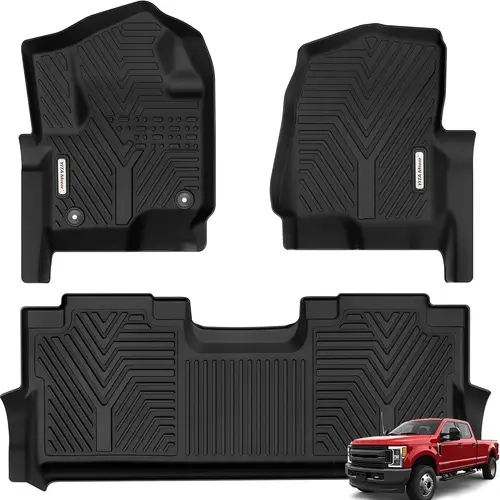 【toolupgrade】TPE Floor Mats fits 2017-2026 Ford F250/F350/F450/F550 Super Duty Crew Cab, All Weather, Waterproof