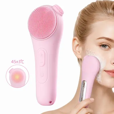 Cotsoco Electric Silicone Facial Cleansing Brush - Heat & Vibration Face Care Tool, Single Unit Cleaning Brush Skin Care Device for Deep Cleansing, Mother's Day/Father's Day Gift for Men/Women