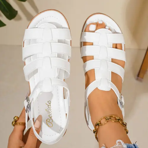 Women's Summer Casual Fashion Wedge Sandals, Waterproof Thick Sole Slip-On Shoes, Fish Mouth Design, Wholesale Large Sizes, Fashionable Wedge Shoes