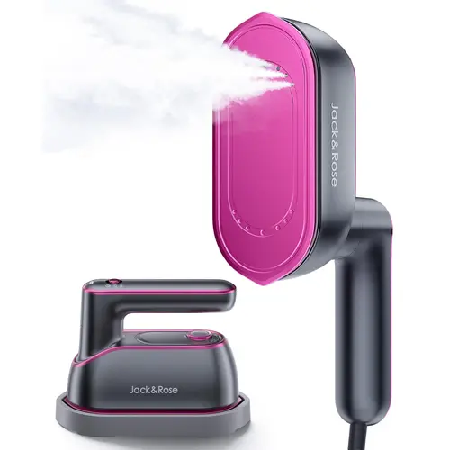 sohochic Jack&Rose 2-in-1 Handheld Steam Iron & Clothes Steamer - Compact, Fast Heating, 150ml Water Tank, Large Soleplate, Lightweight, Handheld Fits Travel Bags, Travel-Ready Size, Home Use Wrinkle Remover