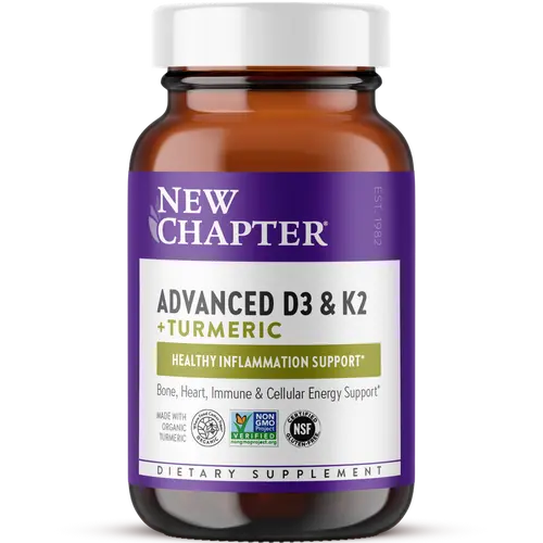 New Chapter Advanced D3 & K2 + Organic Turmeric - D3 5000 IU | Bone Support, Heart Health & Healthy Inflammation Response