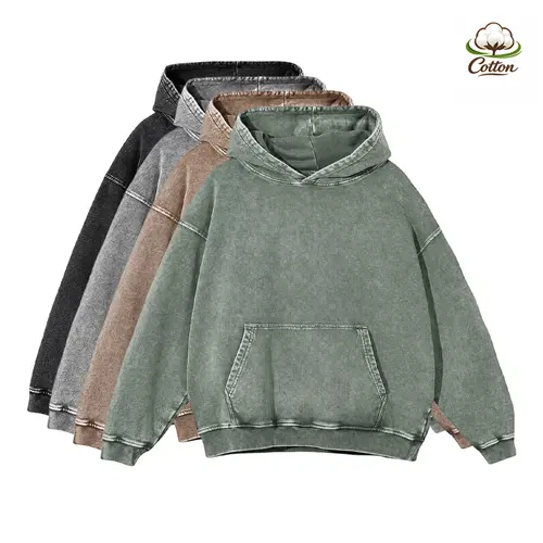 Men’s heavyweight acid-wash pure cotton hooded sweatshirt; women’s and men’s same style, suitable for autumn and winter wear.,clothes for back to school,first day of school outfits,sohochic