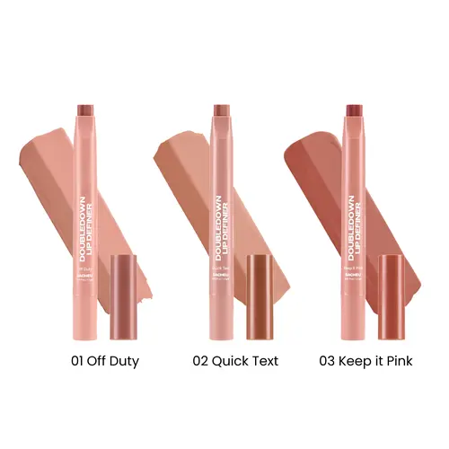 sacheu DoubleDown Lip Definer Trio - 3-Pack 2-in-1 Lip Liner & Balm Set, Long-Lasting K-Beauty Lipstick with Satin Finish, Avocado Oil & Vitamin E, Nude, Pink & Brown Shades Pigmented Lip Balm