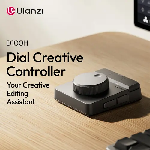 ULANZI D100H Creative Video Editing Keyboard with Dial Knob - Wireless Bluetooth Controller for Mac/PC, 7-in-1 Power Customizable Macro Keypad with Tactile Feedback, Keyboards for Work, PC Accessories, Cool Tech Gadgets