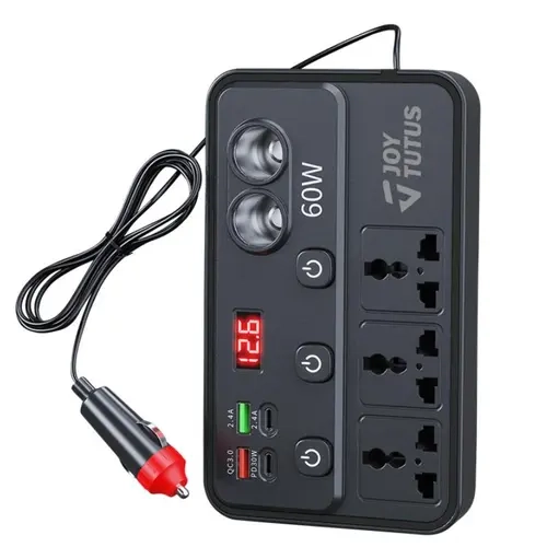 Joytutus 12V-24V to 220V Car Truck Inverter with Smart Chip, QC3.0 Fast Charge, USB Ports, Wireless CarPlay Adapter, Dual Protection, Voltage Adaptation – Car Accessories, Father's Day Gifts for Outdoor Use,toolupgrade