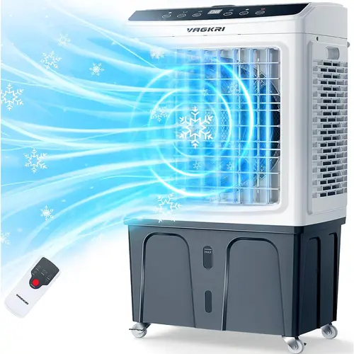 30-45L Evaporative Air Cooler,  VAGKRI 8Gallon-12Gallon, 120°Oscillation Air Cooler with Remote Control, 24H Timer, 3 Modes & Wind Speeds for Outdoor Indoor Use, 2100-3000CFM Swamp Cooler #SummerVibes