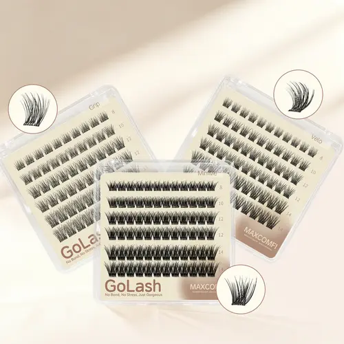 MAXCOMFI Lash Cluster, Glue-Free and Pre-Cut DIY Eyelash Extensions in a Mini Portable Pack for On-the-Go Touch-Ups, Cluster Lashes