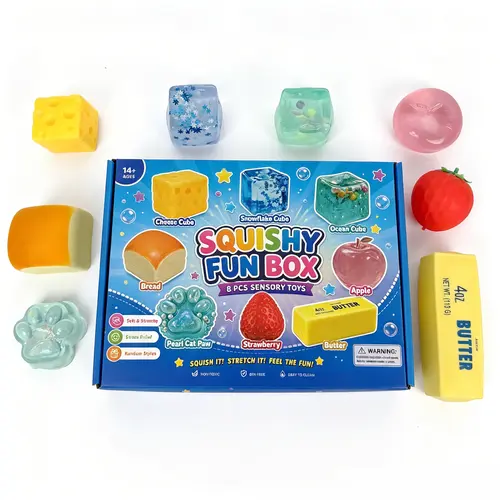 8 Unisex Multi-Sensory Stress Relief Fidget Toys - Unique Poppable Squishies for Fun Stimulation, Christmas Gifting, Sensory Stress Ease
