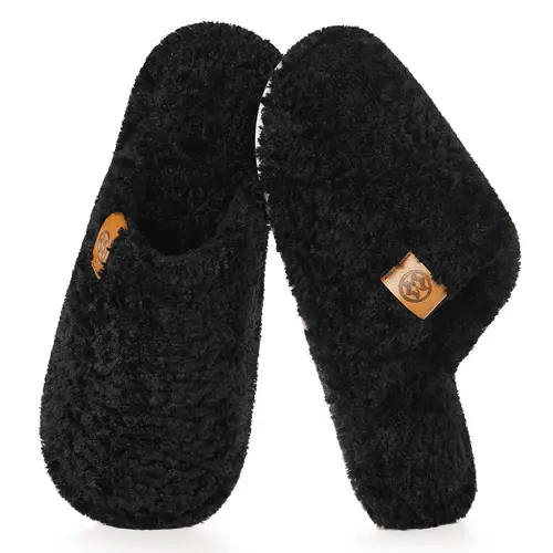 Intini Men's Cozy Slide Footwear, Warm Fuzzy Slip-On Slippers with Memory Foam, Anti-Slip Sole Men's Fashion Slippers, Lightweight Winter Indoor Bedroom Shoes, House Slippers,sohochic