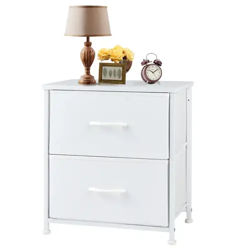 2-Drawer Fabric Bedside Table - Adjustable, Drawer-Equipped, Non-Scratch, Dual-Use, Assembled Multi-Functional Furniture for Bedroom, Living Room, Adjustable Bedside Table, Drawer-Equipped Bedside Tables