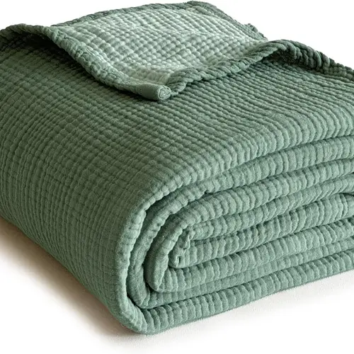 Simple&Opulence 4-Layer Pleated Muslin Fabric Blanket - Soft, Lightweight, Breathable Material Blanket, Cozy Textile Throw for Bed, Couch, Beach/Picnic Ready, All-Season Bedding, Aesthetic Home Decor, Boujee Household Item,sohochic