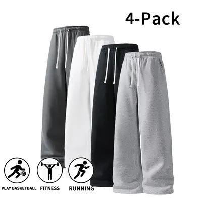 4-Pack Fall & Winter Styles Ultra-Soft Wide-Leg Sweatpants | Breathable athletic pants for basketball, running, and gym