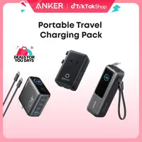 Anker Portable Laptop Power Bank with Built-In Cables, 25000mAh High-Capacity Durable Battery - 5-in-1 Ultra-Compact Global Charging Accessory with Nano Adapter, 140W GaN 4-Port Mobile Charger with Intuitive Touch Controls for Smartphones, USB Devices,soh