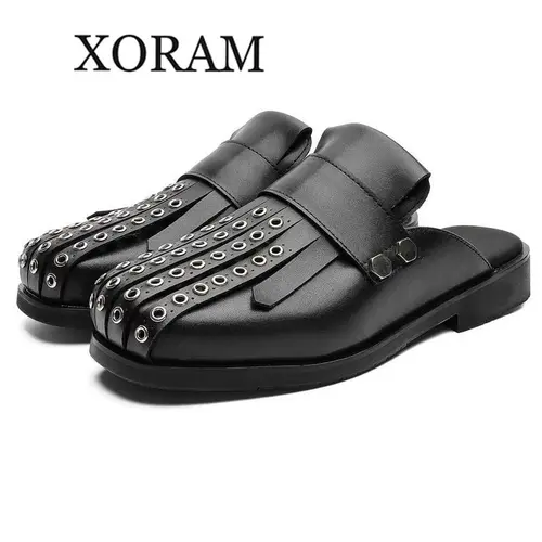 XORAM Men's Footwear - Large, Laceless Hands-Free Slip-In Easy Walk Loafers, Thick Chunky Sole Slip-On Mules Loafers, Wide Feet Comfortable Platform Lift Commuting Shoes for Outdoors & Daily Wear,sohochic