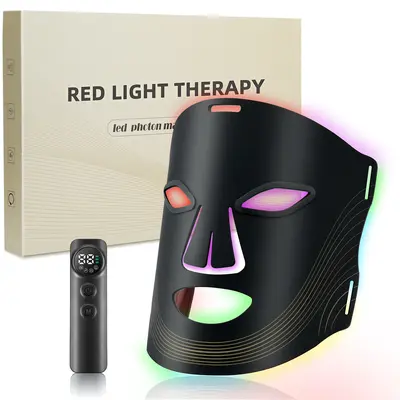 Cotsoco Red Light Therapy Face Mask, 7 Color LED Facial Mask with 3 Brightness Level, USB Rechargeable LED Light Face Mask for Skincare, Gift for Women Men