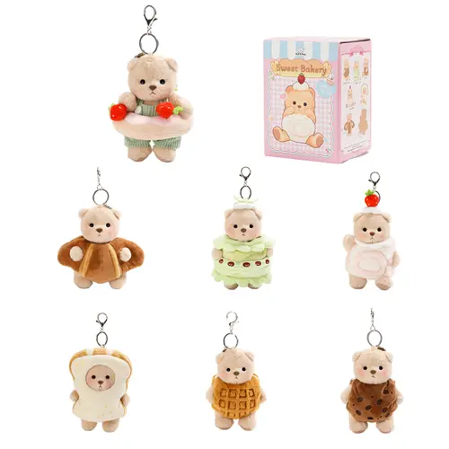 Getahug Sweet Bakery Series Whimsical Mini Bear Synthetic Filled Plush Blind Sealed Box - 5.9in Polyester Keychain Charms, Bag Accessories, Unisex Gifts, Mystery Stuffed Toy with 1/6 Reveal Odds, 1/72 Secret Chase, Filled Plush Keeps Shape