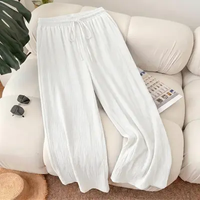 Women’s summer breathable, comfortable casual long pants — new fashion, versatile loose wide-leg trousers for everyday wear