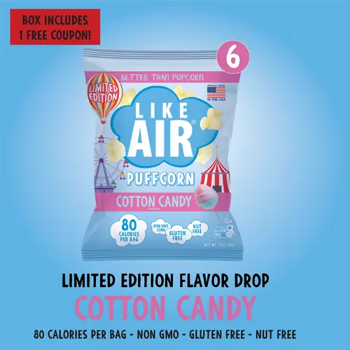 Cotton Candy Puffcorn Single Serve - 6 bags - Like Air Puffcorn