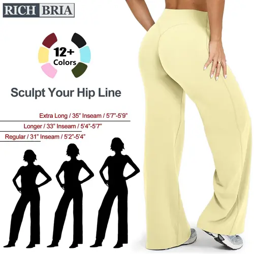 RICH BRIA Womens Wide Leg Yoga Pants, High Waisted Loose-Fitting Casual Pants, SoftMotion Comfortable Straight Leg Pants, High Stretchy Gym Fitness Flared Leggings Booty Enhance Workout Outfit Athletic Athletic