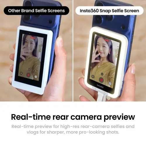 Insta360 Snap Selfie Screen - Vlogging, Compatible vith iPhone & Android, Touchscreen Control, Wired Instant Connection: Insta360 Snap Selfie Screen with Light