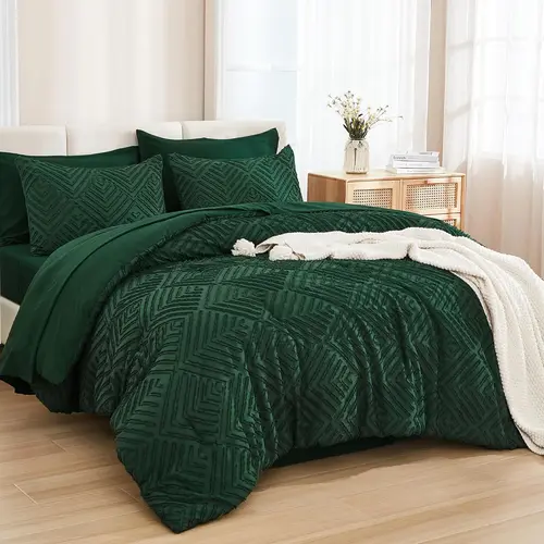 Litanika Queen 7-Piece Boho Tufted Bed Set - Lightweight Fluffy Comforter, Sheets, All-Season Bohemian Quilt & Bedspread for Home Decor, Bohemian Quilt Set,back to school,back to school shopping,sohochic