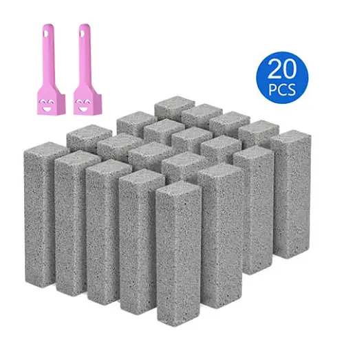 20 PCS Pumice Stone for Toilet Bowl Cleaning with 2 Handles Included, Scouring Stick Remove Hard Water Rings, Calcium Buildup and Rust, Pumice Cleaning Bar for Tile Bath-tub