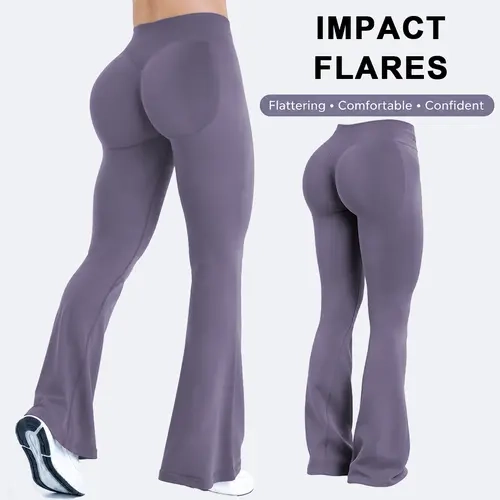 Women's DEEFY IMPACT Regular-Length Flared Sports Pants - Bootylicious Leggings, Flare Leggings, Tummy Control, Butt-Lifting, Slim-Fit Fitness Training Pants for Gym & Yoga Athleisure #BackToSchool, Gymswear, Hip Lifting Leggings, Women's Clothes