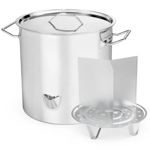 Karlhome Stainless Steel Duckbill High-Capacity Steamer Pot with 3 Inner Compartments, Cookware for Home and Commercial Kitchen Use