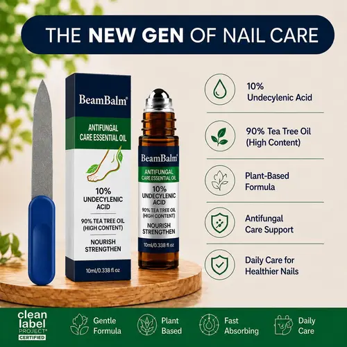 BeamBalm Tea Tree Nail Care Oil for Healthy Looking Nails, Daily Nail & Cuticle Care, Helps Improve the Appearance of Thick, Dry & Rough Looking Toenails for a Cleaner, Smoother Summer Ready Look#DealsForYouDays,sohochic