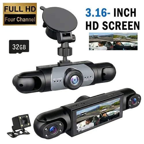 4-Channel Car Driving Recorder Dash Cam, 360 Degree Comprehensive View, 1080P HD, Front-Left-Right-Rear 720P Cameras, HD Night Vision, WDR Glare Control, G-Sensor for Automotive Use, Auto Accessories,toolupgrade