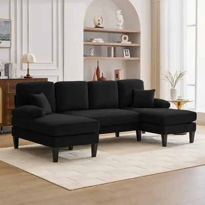 【2 Packages】98" U Shaped Couch with 18" Seat Height, Sectional Couches for Living Room, 4 Seater Couch Set with Double Chaise for Apartment, Living Room Sofas,
