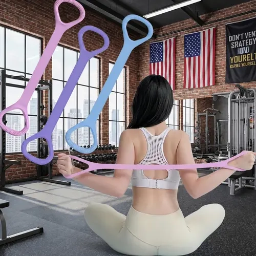 Figure-8 Elastic Training Band with Anti-Slip Grip Dual Handles, 25 lb Resistance Band Workout Exercise Equipment for Toned Arms, Women's At Home Gym Essential,sohochic
