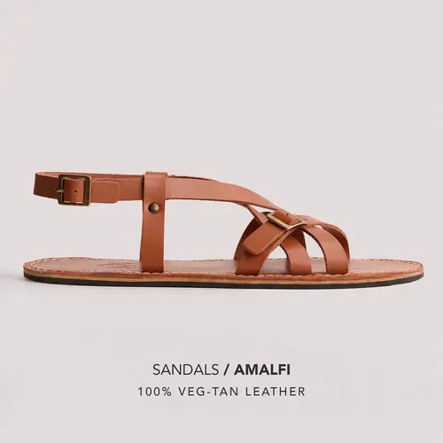 Portland Leather Women’s Amalfi Sandal - Real Leather Adjustable Ankle-Strap Barefoot Sandals