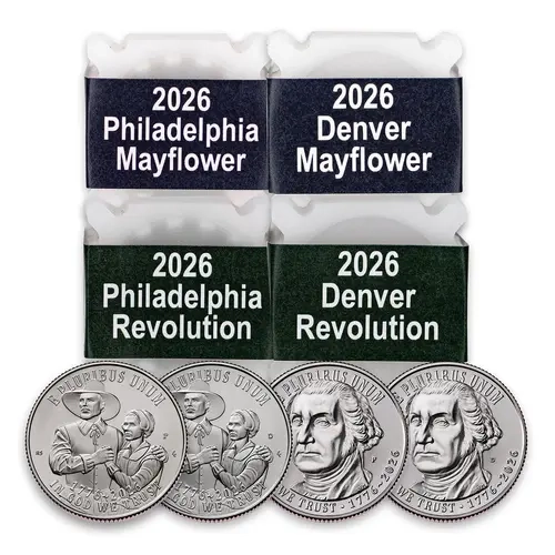 2026 Mayflower & Revolutionary War Quarters P& D Rolls Uncirculated