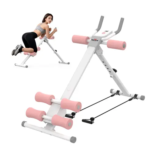 RELIFE Unisex Abdominal Exercise Machine, Foldable Steel Space-Saver Ab Training Equipment, Adjustable Fit Stomach Workout Equipment with LCD Display, 440 lbs Capacity, Home Gym Gear for Abs Workouts & Thigh/Calf Training