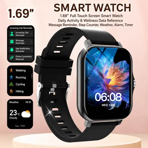 Smart Watch for Men and Women, 2.01" Touch Screen Lifestyle Watch with Message Reminder, Step Counter, Alarm, Timer, Music Control, Comfortable Strap, Compatible with Most iOS and Android Smartphones , Back to School Gift