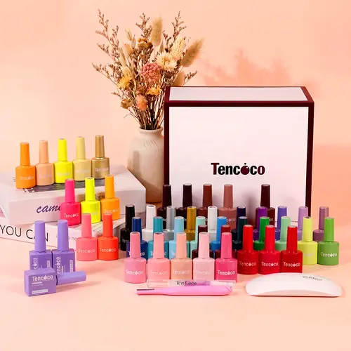 Tencoco 51PCS Gel Nail Polish Set, 7ML 45 Colors Colorful Dopamine Gel Polish Kit, 12ML Base Coat, Top Coat, Builder Gel Are Included, HEMA & TPO Free, Salon DIY Home, Gift for Women