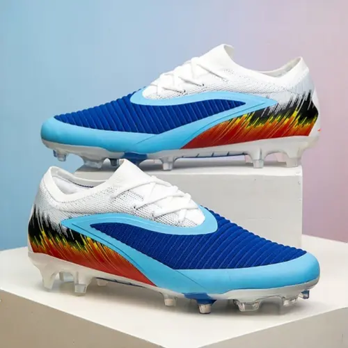 Men's Gradient Knit Soccer Shoes Fg Long Studs, Professional Grass Field Training Anti-Slip Sports Shoes, Football Shoes, Football Cleats, Soccer Boots, Ideal for Matches and Practice