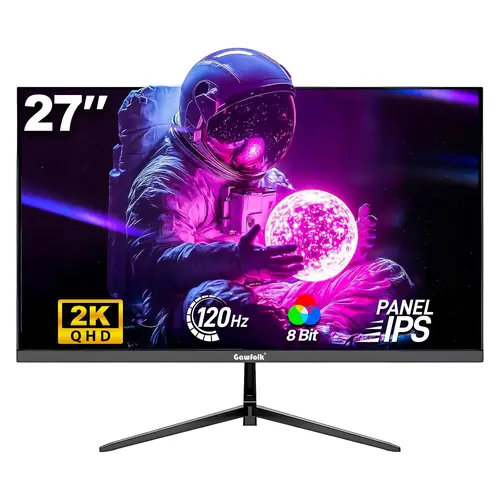 27 Inch Gaming Monitor IPS 120Hz, QHD 2560 * 1440p PC Monitors, Computer Screen for Home & Office, Support HDMI & DP, Wall Mount Compatible 75 * 75mm, Black
