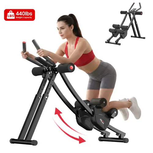 RELIFESPORTS Dual-Track Adjustable Abdominal Trainer Machine - Unisex Stomach Workout Equipment, 440LBS Steel Foldable Gear with LCD Monitor, High-Density Foam Padding Cushions Long Sessions, Dualtrack Balance, Abs Workouts, Full Body Fit Gear