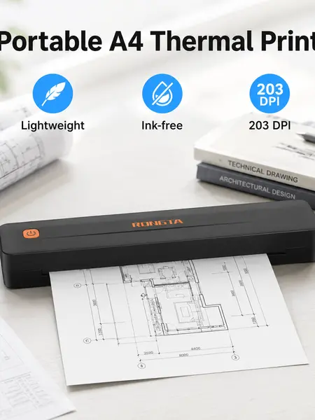 RONGTA F11A Portable A4 Thermal Printer - Inkless Bluetooth Tech Gadgets Cool Tech Printer for Home & Office, Compatible with iOS, Android